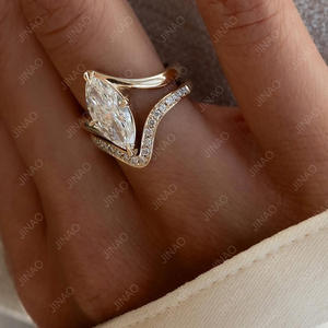 โรงงานผลิตเครื่องประดับชั้นดี แหวนทองคำแท้ 18K แหวนหมั้นเพชร CVD VVS1 DEF 1 กะรัต 2 กะรัต ทรงมาร์ควิส เพชร IGI ที่ได้รับการปลูกในห้องปฏิบัติการ - Product Image 3