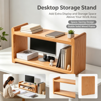 Étagère de rangement de bureau à deux niveaux en bois massif, présentoir minimaliste pour comptoir, organisateur de table pour fournitures de bureau
