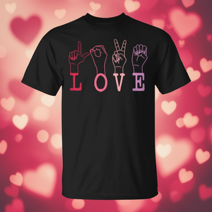 T-shirt vintage de la Saint-Valentin avec signes de langage corporel ASL, vêtements promotionnels rétro - Product Image 3