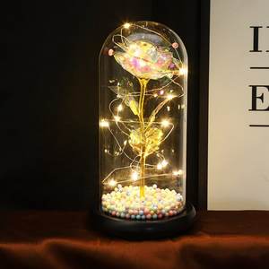 Paralume in vetro immortale rosa san valentino regalo per la festa della mamma 24K simulazione decorazione floreale ornamento fornitura diretta in fabbrica - Product Image 2