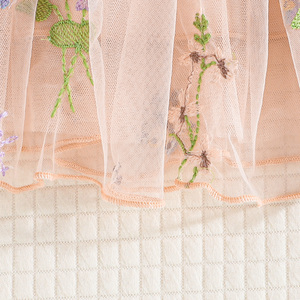 Robe brodée en maille florale exquise pour filles, style petite princesse élégante et mignonne, vêtements pour enfants, manches bouffantes, nœuds - Product Image 6