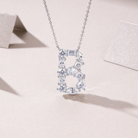 Moissanite Initial B Pendentif Collier Argent Sterling 925 Plaqué Or Élégant Fine Jewelry Femme Cadeau Collier