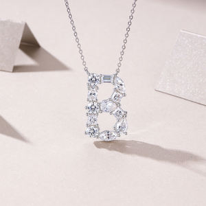 Moissanite inicial B colgante collar 925 plata esterlina chapado en oro elegante joyería fina mujer regalo collar - Product Image 4