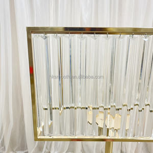 Centro de Mesa Rectangular Dorado con Cristales y Cuentas para Decoración de Bodas y Fiestas - Product Image 4