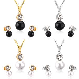 Parures de bijoux pour femmes avec pendentif en zircon et coquille noire - Product Image 1