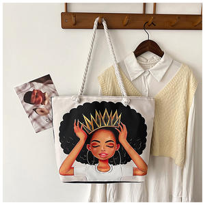 Bolso de Hombro de Lona Estampado de Gran Capacidad para Mujer con Cierre de Cremallera, Bolso de Mano Transfronterizo y Bolso de Compras - Product Image 2