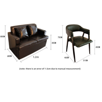Ensembles de tables et chaises de café, style rétro, en PU, imitation dalle de pierre, 4 personnes, cadre en fer personnalisable, mobilier commercial pour restaurants