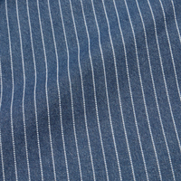 Kemeja Denim Kasual Bergaris Ramah Lingkungan 100% Katun Model Western 2-Saku Regular Fit Grosir
