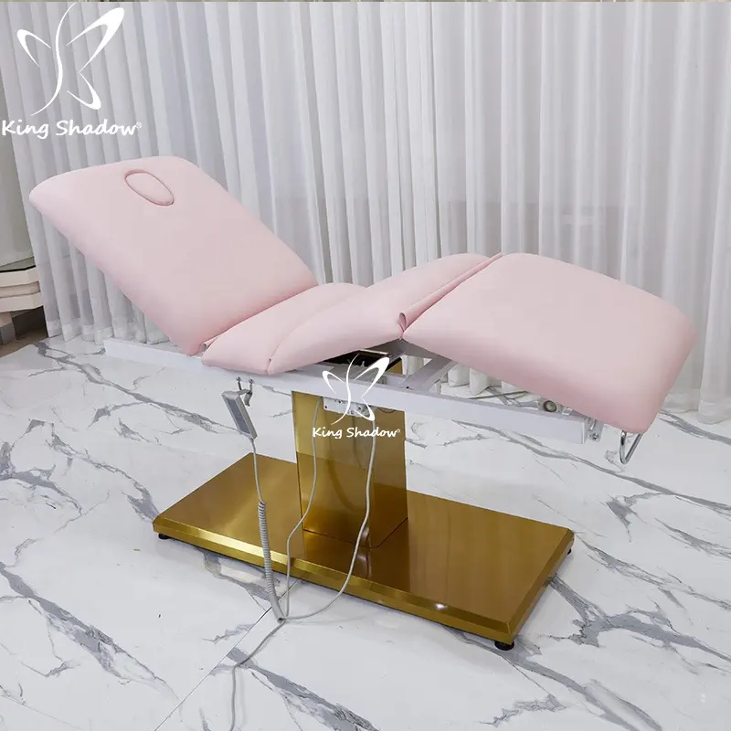 Meja Kecantikan Spa Elektrik Kosmetik Tempat Tidur Bulu Mata Furnitur Salon Kecantikan Tempat Tidur Pijat Wajah Emas Mewah