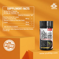 Capsules d'extrait de Maca Noire 1000mg 20:1 Formule Péruvienne pour Adultes Soutien à l'Endurance Physique 90 Capsules OEM ODM Vente en Gros Bienvenue