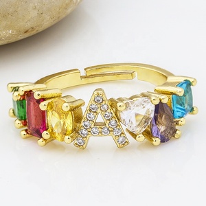 Bague ajustable QIKU en zircon avec initiale en forme de cœur (lettres A-Z) pour femme, bijou de mode tendance pour les voyages décontractés – Vente en gros, produits populaires sur TikTok - Product Image 2