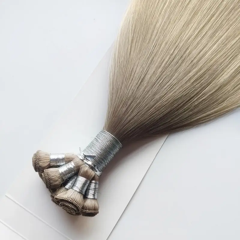 Extension de cheveux en cheveux humains, cuticules, tissage par la main, trame européenne de qualité supérieure, 10 pouces