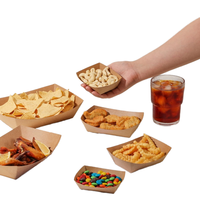 Barquette jetable en papier kraft pour aliments, collations, pop-corn, desserts, sandwichs, hot-dogs, hamburgers, frites, nachos
