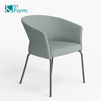 Fauteuil Design minimaliste tissu rembourré moule mousse acier pieds fauteuil café café salle à manger chaise