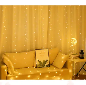 闪烁花环RGB仙女窗帘3*3m 270led 16色遥控婚礼派对装饰圣诞发光二极管串窗帘灯
