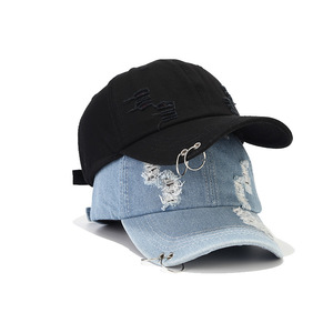 Cappello da cowboy coreano distressed con fori, unisex, con anello di fissaggio, stile hip hop, street dance, retrò, semplice, personalizzato, sportivo, in denim, stile Hong Kong - Product Image 3