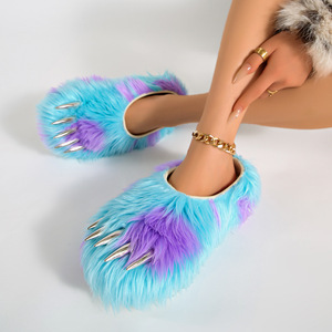 New Fashion Faux Fur Bear Claws Mules <strong>Shoes</strong> Anti-Slip Outdoor Slides Slippers Casual Warm Thick Soled with Claw <strong>Shoes</strong> - Product Image 2