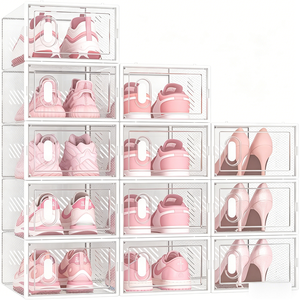Hot Sale Stackable Thick PET Clear Shoe Box Foldable Dust-Proof Sneaker Display Case for Home - Product Image 1