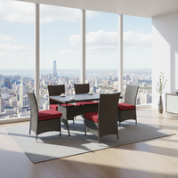Ensemble table et chaises de salle à manger en rotin extérieur d'approvisionnement d'usine Offre Spéciale avec coussin imperméable