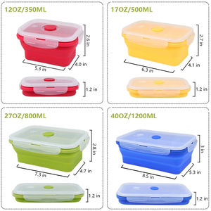 B10-1245 Bpa Gratis Magnetron Vriezer Kluis Set 4 Stapelbare Opvouwbare Siliconen Voedsel Opslag Container Lunch Siliconen Bento Box - Product Image 2