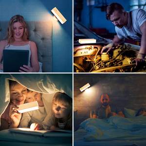 Lámpara de Pared LED de Madera de Haya YiLaie, Control Táctil, Rotación de 360°, Recargable por USB, Inalámbrica, Portátil, Luz Nocturna para Dormitorio, Lámpara de Noche - Product Image 6