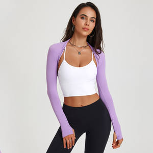 Ropa de Yoga, venta de <span class=keywords><strong>outlet</strong></span>, chal de baile deportivo, cárdigan de Color sólido para Fitness, chaleco pequeño, blusa de entrenamiento, ropa de Yoga para <span class=keywords><strong>mujer</strong></span> - Product Image 1
