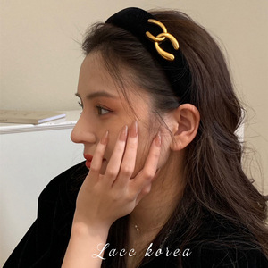 Serre-tête coréen rétro de <span class=keywords><strong>grande</strong></span> marque, style haut de gamme, pour femme, automne-hiver, élégant, fait main, en alliage et tissu - Product Image 2