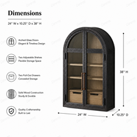 Armoire murale en chêne massif exquise, avec verre cintré pour suite parentale, rangement mural, placards suspendus, étagères de présentation