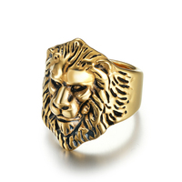 28mm acier inoxydable fonte anneau argent or dominateur Animal héros mâle lion tête roi acier inoxydable anneau doigt anneaux 692