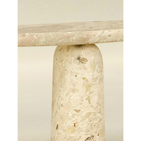 Table d'appoint moderne en marbre massif avec plateau arrondi et base massive pour salon - Dream Home