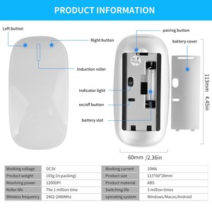 Originale Ultra-sottile portatile sottile silenzioso BT ricaricabile 2.4GHz senza fili magico Touch <span class=keywords><strong>Mouse</strong></span> nuovo originale magia ottica senza fili - Product Image 5