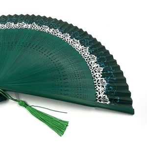 Abanico Plegable de Bambú y Seda de Lujo, de Alta Calidad, con Varillas de Bambú, Portátil, con Impresión de Logotipo, para Bodas - Product Image 5