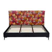 Lit Moderne de Luxe Design pour Chambre à Coucher, Cadre de Lit Capitonnée Ajustable 180x200 avec Rangement