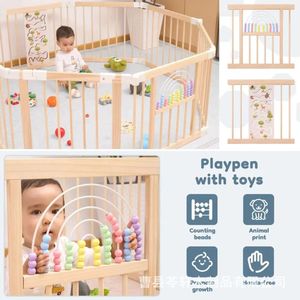 Clôture de jeu intérieure en bois pour enfants, barrière de sécurité en bois massif pour bébés et tout-petits, idéale pour l'éveil transfrontalier - Product Image 3