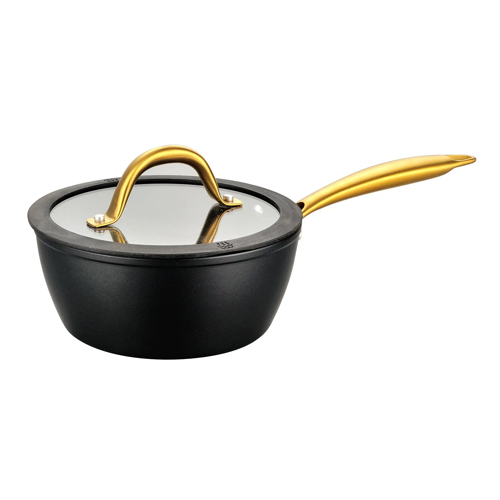 Hot Wholesale Healthy Safety Induction Forged Aluminium Cooking Fancy Non Stick Sauce Pan With Glass Lid Inside