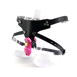Hombre Rojo correa de plástico en jaula de castidad <span class=keywords><strong>CB6000</strong></span> castidad dispositivos Polla jaula cerradura con 5 Base anillos juguetes sexuales para hombres - Product Image 4