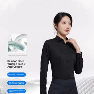 <span class=keywords><strong>Chemise</strong></span> à manches longues pour <span class=keywords><strong>femme</strong></span> en fibre de bambou 50S personnalisable, séchage rapide, <span class=keywords><strong>sans</strong></span> <span class=keywords><strong>repassage</strong></span> et résistante aux plis, <span class=keywords><strong>chemise</strong></span> de travail pour <span class=keywords><strong>femme</strong></span> - Product Image 1