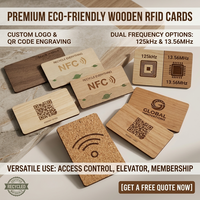 Carte RFID 1K Fudan 13,56 MHz en bois, carte de visite NFC pour le partage d'informations de contact sociales, promotion de cadeaux