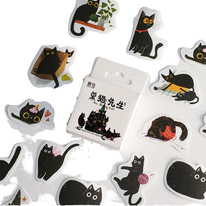 En caja 46 hojas Mr. Black Cat impreso adhesivo troquelado pegatinas de papel para álbum de recortes manual y decoración de álbumes - Product Image 4