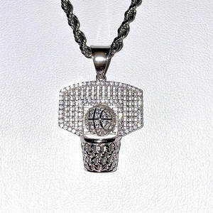 Bijoux glacés en argent Sterling 925, pendentifs de <span class=keywords><strong>basket</strong></span>-ball en argent Zircon cubique pour hommes - Product Image 6