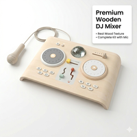 Table de mixage DJ en bois pour enfants avec son intégré, instrument musical interactif avec lumières LED dynamiques et microphone