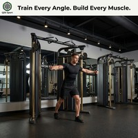 Appareil de musculation fonctionnel commercial à double câble croisé, multi-stations, type Jungle Gym, noir mat et or, pour entraînement complet du corps