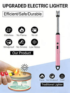 Briquet à bougie flexible rechargeable pour usine, OEM et vente en gros, USB-C, coupe-vent, affichage de la batterie - Product Image 3