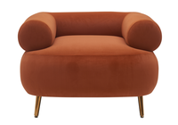 Fauteuil d'appoint moderne en velours courbé avec pieds en métal, canapé simple douillet et confortable pour salon ou coin lecture