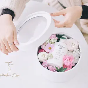 Caixas de presente redondas 7.1 ''* 4.4'', flor coreano cor lisa
