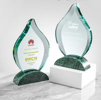 Trophée en marbre écologique, base en marbre personnalisée, trophée en cristal flamme, trophée en cristal goutte d'eau en forme de feuille, vente en gros pour cadeaux