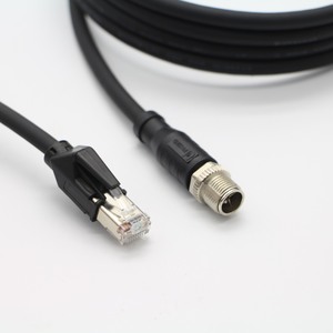<b>RJ45</b> Network <b>Cable</b> Male to Female Connector Round Black ABS Housing Copper Contact Data Communication <b>Cable</b> - Product Image 1