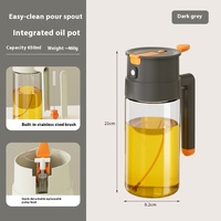 Botol semprot rumah tangga, panci minyak kaca 650ML tujuan ganda dengan aliran & atomisasi terintegrasi dan alat bumbu