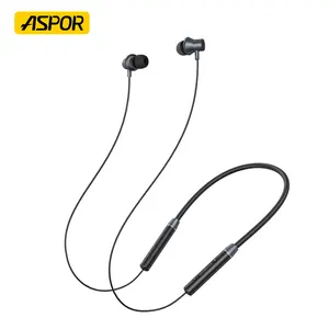 ASPOR A601 Original Magnetic neckband IPX5 waterproof sports Headset Mic Wireless BT5.0 Earbuds Earphones