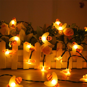 <span class=keywords><strong>Guirnalda</strong></span> de luces LED con forma de abeja alimentada por energía <span class=keywords><strong>Solar</strong></span>, guirnaldas navideñas impermeables para fiestas, decoración de valla de jardín - Product Image 3